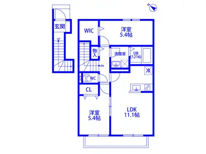 アムール 中央II(2LDK/2階)の間取り写真