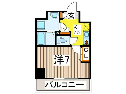 バージュアル浦和ウエスト(1K/7階)の間取り写真