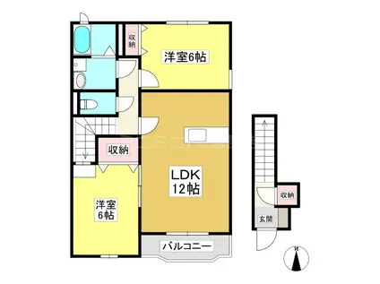 ソッリーゾビレッタ A館(2LDK/2階)の間取り写真