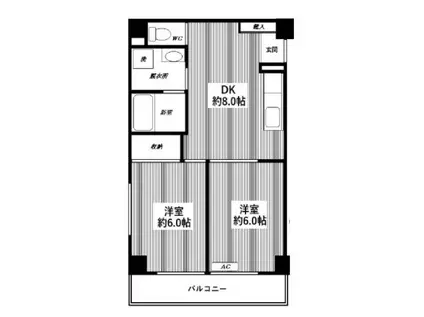エメロード(2DK/2階)の間取り写真