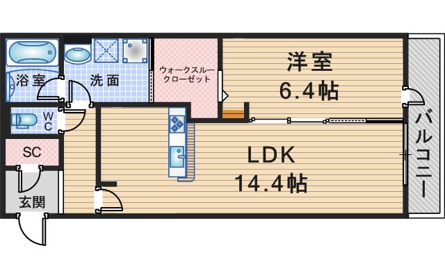 DAIWA CITY NAKASAKURAZUKA(1LDK/1階)の間取り写真