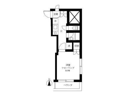 ピースフル目黒(1K/2階)の間取り写真
