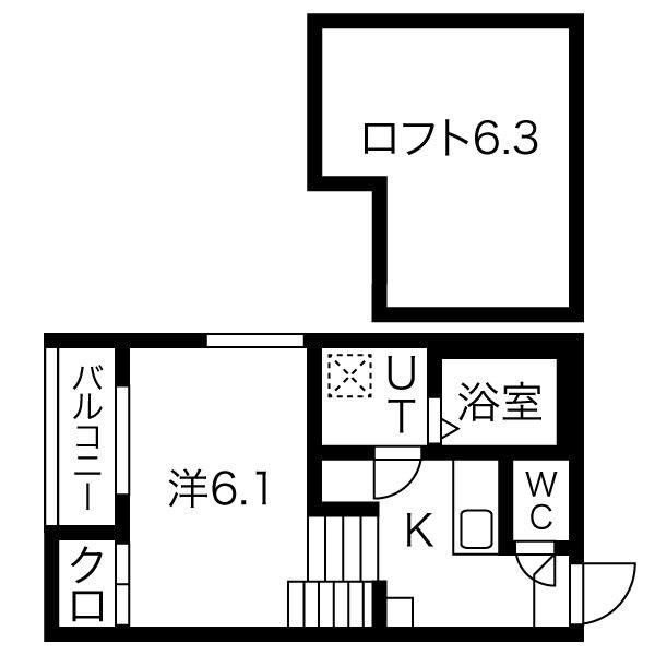 ハーモニーテラス生駒町II(1K/1階)の間取り写真