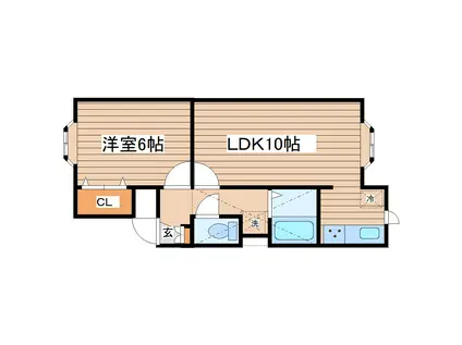 ベルコート市名坂(1LDK/2階)の間取り写真