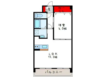 キラクマンション(1LDK/4階)の間取り写真