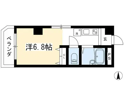 サンハイツ北山(1K/3階)の間取り写真