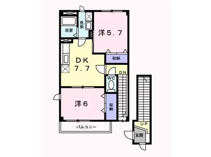 セジュール II(2DK/2階)の間取り写真