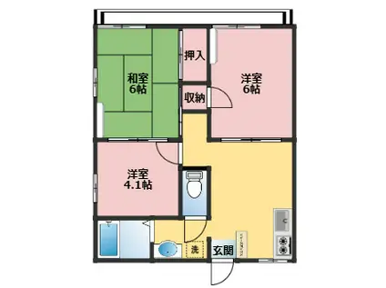 タウニー石井(3DK/2階)の間取り写真