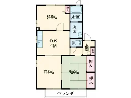 リバプ-ル I棟(3DK/2階)の間取り写真