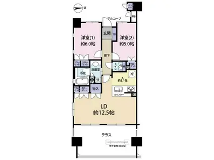 ネバーランド西宮(2LDK/2階)の間取り写真