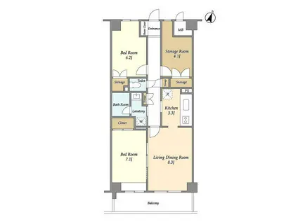 グランフォンテ(2SLDK/4階)の間取り写真