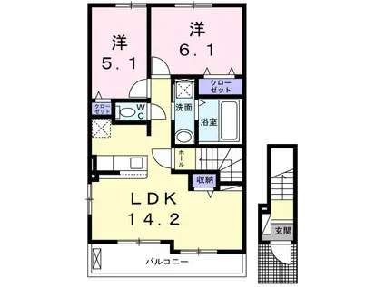 メゾンリッチ児嶋(2LDK/2階)の間取り写真