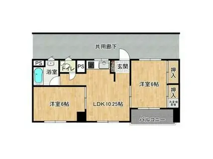 共栄ビル(2LDK/5階)の間取り写真