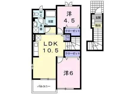 グランシャリオB(2LDK/2階)の間取り写真