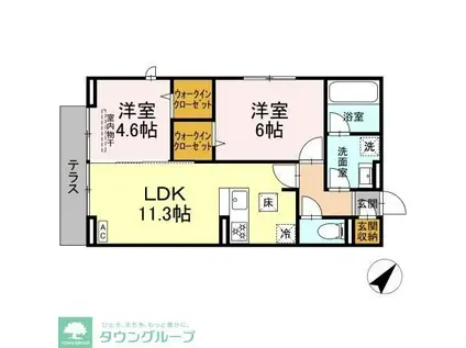 ハイクレスト(2LDK/1階)の間取り写真