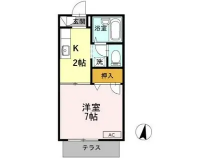 エーデルハイムI(1K/1階)の間取り写真