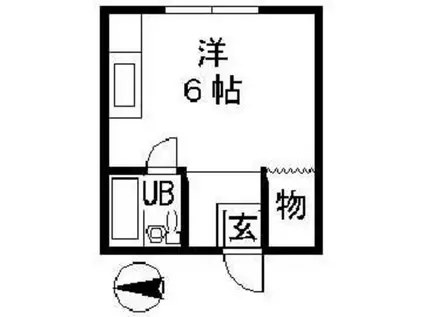 グリーンパレス(ワンルーム/2階)の間取り写真