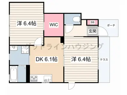 すみれ館B棟(2DK/1階)の間取り写真