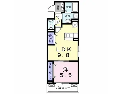 GRANDIO 春岡(1LDK/3階)の間取り写真