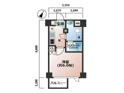 アクサス品川レジデンス(1K/2階)の間取り写真