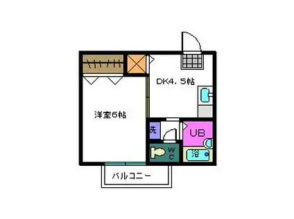 岩崎ハイツ(1K/1階)の間取り写真