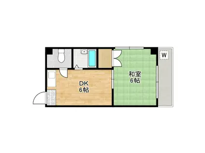 クリスタル長居(1DK/4階)の間取り写真