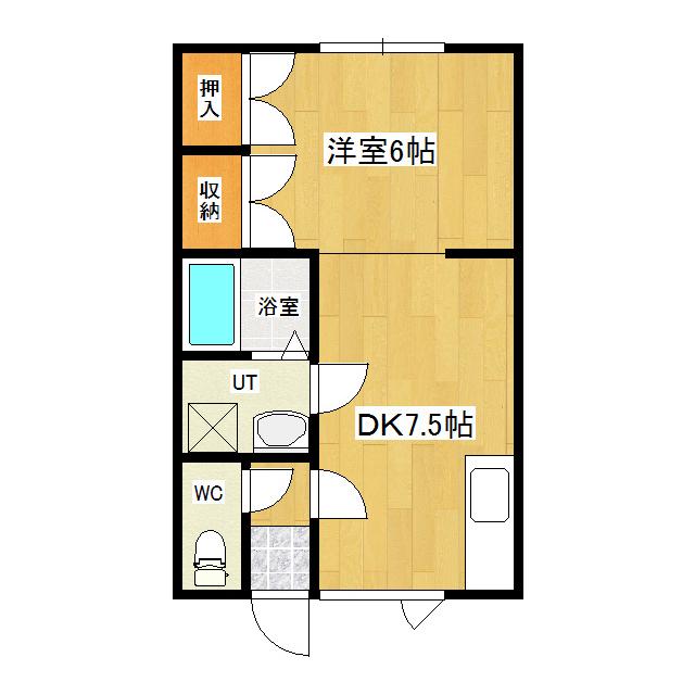 光西町進和ハイツ1(1DK/2階)の間取り写真