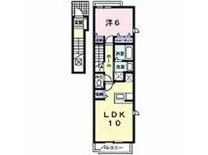 グランディール夢咲A(1LDK/2階)の間取り写真