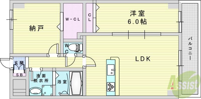 GROOVE豊中レジデンス(1SLDK/4階)の間取り写真