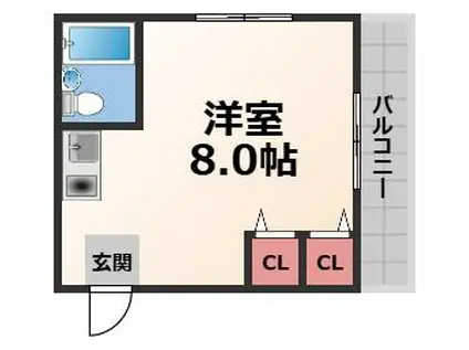 シャトーハイツ(ワンルーム/2階)の間取り写真