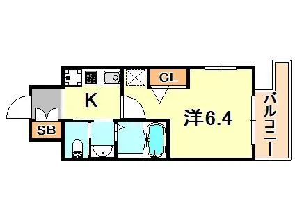 エステムコート神戸ハーバーランド前7レーベル(1K/7階)の間取り写真