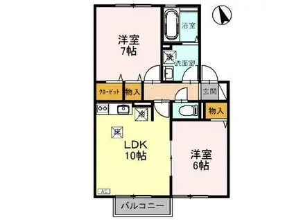ウィンベル24A棟(2LDK/1階)の間取り写真