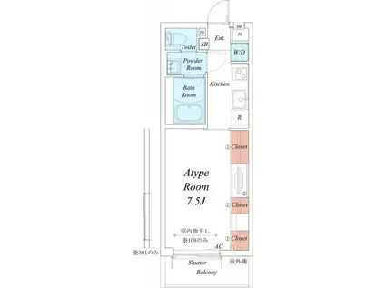 リブリ・溝の口I(1K/1階)の間取り写真