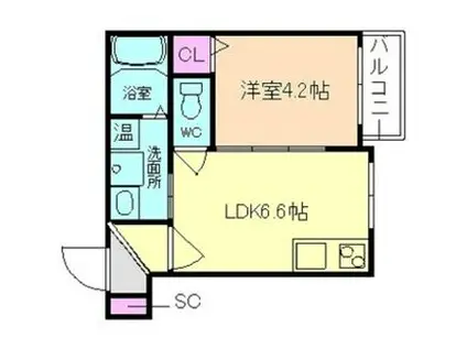 パシフィック千林(1DK/3階)の間取り写真