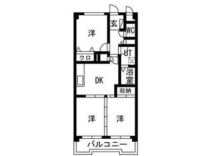サンユーハイツ滝の水(3DK/1階)の間取り写真