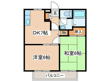 キャッスルII(2DK/1階)の間取り写真