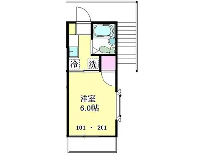 ファミーユ舘(1K/1階)の間取り写真