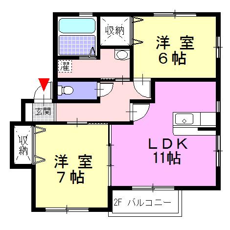 ブリーズハウス(2LDK/2階)の間取り写真