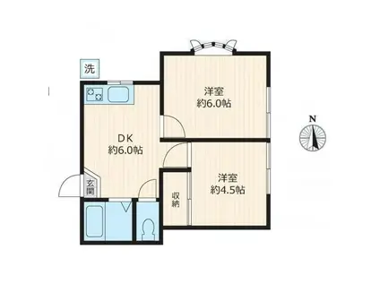 ベルプラザ尾山台(2DK/2階)の間取り写真