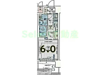 エステムコート名古屋金山ミッドクロス(1K/6階)の間取り写真