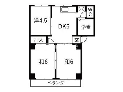 ヘルスコーポII(3DK/3階)の間取り写真