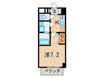 トレフル立花(1K/2階)の間取り写真