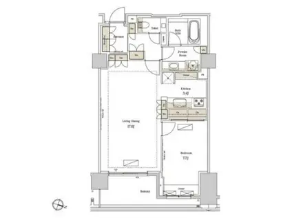 パークアクシスプレミア南青山(1LDK/2階)の間取り写真