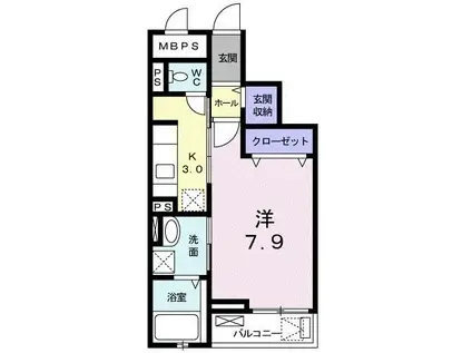 ベル グランデ(1K/3階)の間取り写真