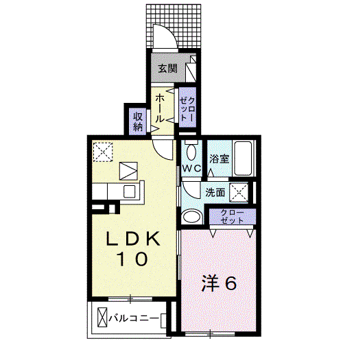 グランデ・フォルテ木ノ本(1LDK/1階)の間取り写真
