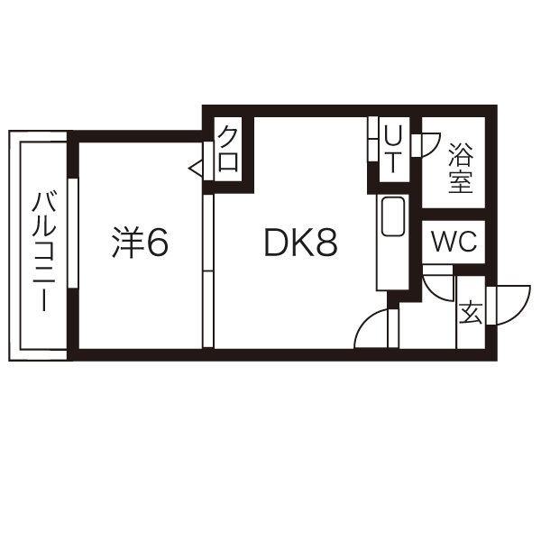 エルシティーパーク(1DK/2階)の間取り写真
