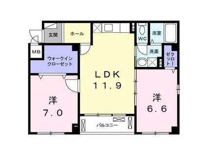 エテルノ・フィオーレ・プレミア(2LDK/2階)の間取り写真
