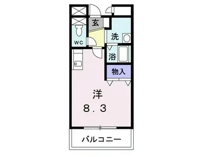 一ツ木ヒルズ(ワンルーム/1階)の間取り写真