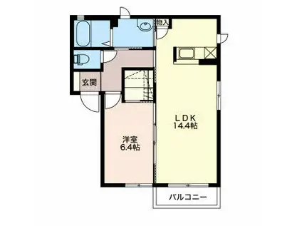 レイクヒルズこじま(1LDK/2階)の間取り写真