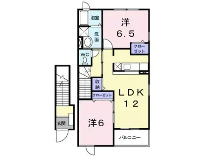 クレメントE(2LDK/2階)の間取り写真